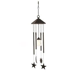 Marco Paul 74cm Black Metal Sun & Moon Solar Wind Chimes - thumbnail 8