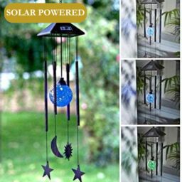 Marco Paul 74cm Black Metal Sun & Moon Solar Wind Chimes - thumbnail 3