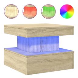 Berkfield Home Coffee Table with LED Lights Sonoma Oak 50x50x40 cm in Brown - Size: 50 x 50 x 40 cm - thumbnail 1