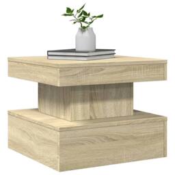 Berkfield Home Coffee Table with LED Lights Sonoma Oak 50x50x40 cm in Brown - Size: 50 x 50 x 40 cm - thumbnail 6