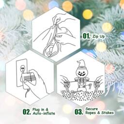 Gymax 180cm Inflatable LED Dog Chase Santa to Christmas Tree Decoration in Green - thumbnail 7
