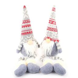 Voltico Christmas Gnome Decoration 41cm Dangly Legs Plush Gonk Ornament in Light Grey - Size: 1 Pack - thumbnail 2
