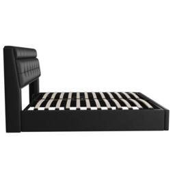Merax 5ft King PU Upholstered Ottoman Storage Bed with Headboard Storage in Black - thumbnail 9