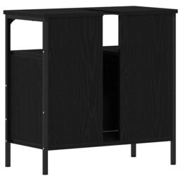 Berkfield Home Bathroom Sink Cabinet Black Oak 60x30x60 cm Engineered Wood - Size: 60 x 30 x 60 cm - thumbnail 8