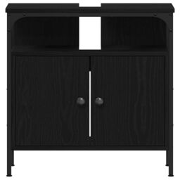 Berkfield Home Bathroom Sink Cabinet Black Oak 60x30x60 cm Engineered Wood - Size: 60 x 30 x 60 cm - thumbnail 6