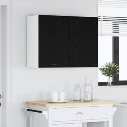 Berkfield Home Black Oak Hanging Cabinet - 80x31x60 cm - Made of Engineered Wood - Size: 80 x 31 x 60 cm - thumbnail 4