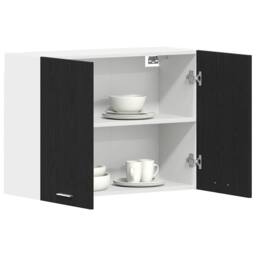 Berkfield Home Black Oak Hanging Cabinet - 80x31x60 cm - Made of Engineered Wood - Size: 80 x 31 x 60 cm - thumbnail 3