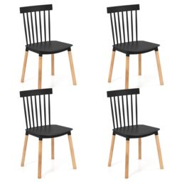 Costway Set of 4 Windsor Dining Chairs Kitchen Armless Side Chairs-Black in Black - thumbnail 1