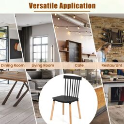 Costway Set of 4 Windsor Dining Chairs Kitchen Armless Side Chairs-Black in Black - thumbnail 4