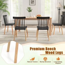 Costway Set of 4 Windsor Dining Chairs Kitchen Armless Side Chairs-Black in Black - thumbnail 3