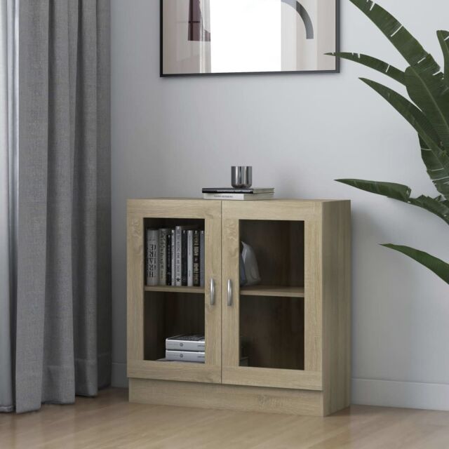 Berkfield Home Vitrine Cabinet Sonoma Oak 82.5x30.5x80 cm Engineered Wood in Brown - image 1