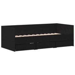 Berkfield Home Daybed Black oak Engineered wood 90 x 200 cm Durable Daybed - thumbnail 2