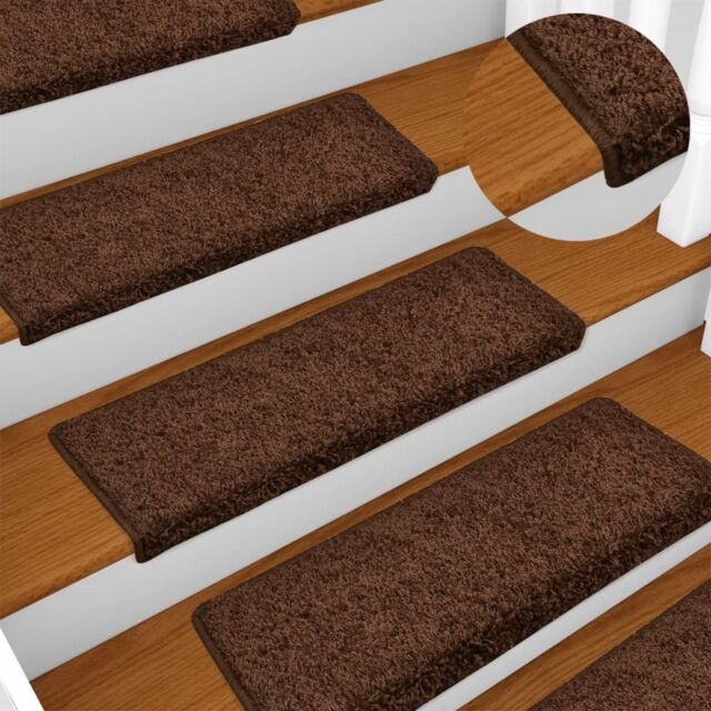 Berkfield Home Carpet Stair Treads 15 pcs 65x21x4 cm Brown - Size: Medium - image 1