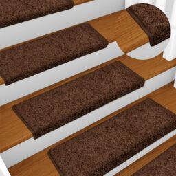 Berkfield Home Carpet Stair Treads 15 pcs 65x21x4 cm Brown - Size: Medium - thumbnail 1