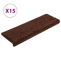 Berkfield Home Carpet Stair Treads 15 pcs 65x21x4 cm Brown - Size: Medium - thumbnail 2