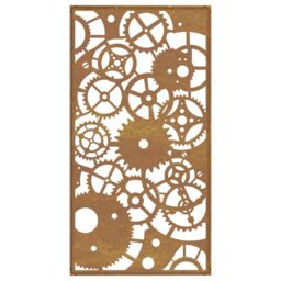 Berkfield Home Garden Wall Decoration 105x55 cm Corten Steel Gear Wheel Design in Brown - thumbnail 5