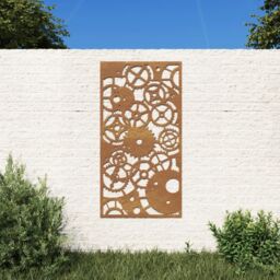 Berkfield Home Garden Wall Decoration 105x55 cm Corten Steel Gear Wheel Design in Brown