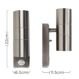ValueLights Pair Of Silver Up Down Outdoor PIR Motion Sensor Outdoor Wall Lights - thumbnail 6