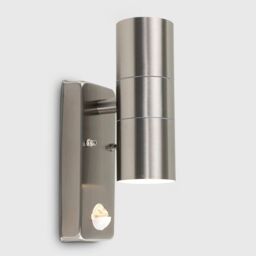 ValueLights Pair Of Silver Up Down Outdoor PIR Motion Sensor Outdoor Wall Lights - thumbnail 3