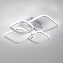 EONLION 60W Modern LED Ceiling Light Cold White Square Metal Chandelier