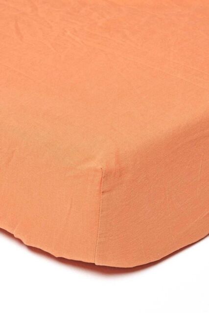 Homescapes Luxury Soft Plain Linen Deep Fitted Sheet 18 inch Deep in Burnt Orange - Size: Single Fitted - image 1