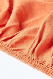 Homescapes Luxury Soft Plain Linen Deep Fitted Sheet 18 inch Deep in Burnt Orange - Size: Single Fitted - thumbnail 5