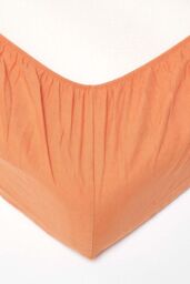 Homescapes Luxury Soft Plain Linen Deep Fitted Sheet 18 inch Deep in Burnt Orange - Size: Single Fitted - thumbnail 2