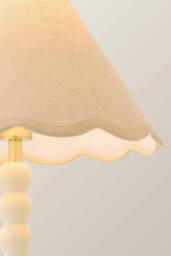 ValueLights Bobbin Colour Trim Linen Shade Cream Bobble Table Lamp with Bulb - thumbnail 4