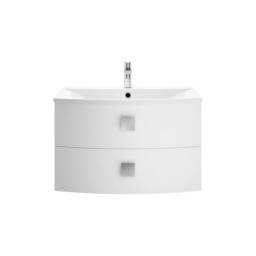 Balterley Gentleshaw 2 Drawer Wall Hung Vanity Basin Unit, White, 700mm in White - thumbnail 1