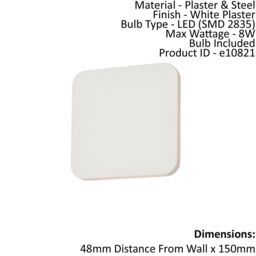 Loops Wall Light Smooth White Plaster 8W LED Bulb Included Living Room - thumbnail 2