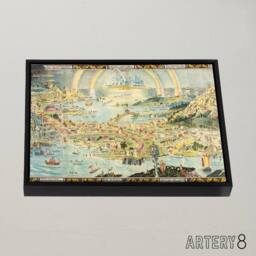 "Artery8 Map Sleigh 1918 Ancient Fairyland Fantasy Framed Canvas Wall Art Print - Size: W24"" x H32""" - thumbnail 2