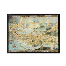 "Artery8 Map Sleigh 1918 Ancient Fairyland Fantasy Framed Canvas Wall Art Print - Size: W24"" x H32""" - thumbnail 1