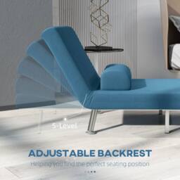 Wyld Haus Ziel Lika Blue Velvet FeeL Single Sleeper Chair Silver Metal Legs - thumbnail 6