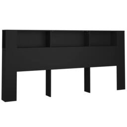 Berkfield Home Headboard Cabinet Black 220x18.5x104.5 cm - thumbnail 1