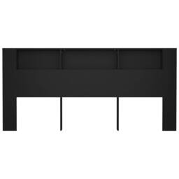 Berkfield Home Headboard Cabinet Black 220x18.5x104.5 cm - thumbnail 4