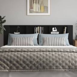 Berkfield Home Headboard Cabinet Black 220x18.5x104.5 cm - thumbnail 3