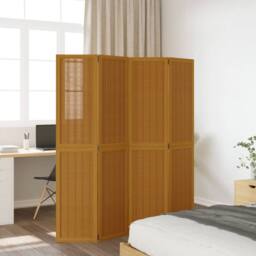 Berkfield Home Room Divider 4 Panels Brown Solid Wood Paulownia - thumbnail 3