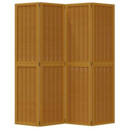 Berkfield Home Room Divider 4 Panels Brown Solid Wood Paulownia - thumbnail 4