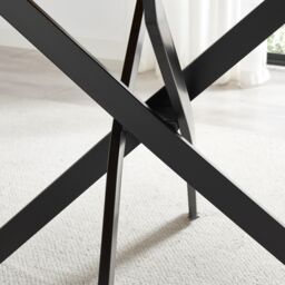 FurnitureboxUK Leonardo Rectangular Black Wood & Metal 6 Seater Dining Table - thumbnail 4