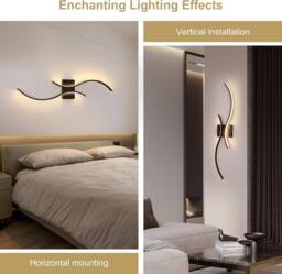 Goeco Modern LED Wall Lights Indoor, 27W, 3000K, Long Wall Sconce (Black) in Black - thumbnail 3