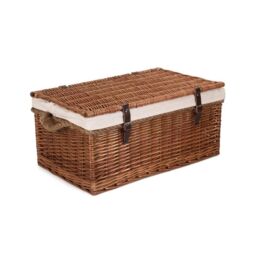 Red Hamper Wicker 60cm Double Steamed Rope Handled Trunk with Cotton Lining in White - thumbnail 4