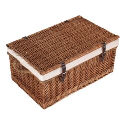 Red Hamper Wicker 60cm Double Steamed Rope Handled Trunk with Cotton Lining in White - thumbnail 3