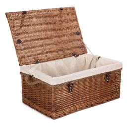 Red Hamper Wicker 60cm Double Steamed Rope Handled Trunk with Cotton Lining in White