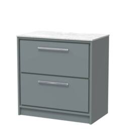 Balterley 800mm Floor Standing 2-Drawer Vanity & Marble Worktop - Coastal Grey