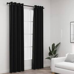 Berkfield Home Linen-Look Blackout Curtains 2 pcs Anthracite 140x225cm in Black - Size: 140x225 cm - thumbnail 2