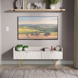 Ready Assembled 2 U Dallas 2 Drawer Coffee TV Unit (Ready Assembled) in Taupe