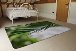 Benjamin Tate Design Closeup Of Green Palm Leaf Designer Rug in Natural - Size: Large - thumbnail 3