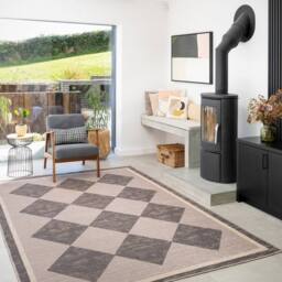 Kukoon Machine Washable Natural Jute Blend Harlequin Beige Area Rug - Size: 80 cm x 150 cm - thumbnail 2