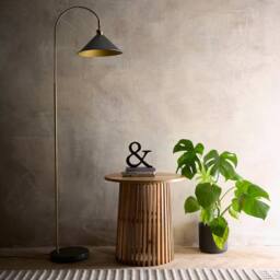 K LIVING Charcoal Painted Lamps with an Antique Brass finish Available in a Floor Lamp in Gold