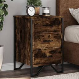 Berkfield Home Bedside Cabinet Smoked Oak 40x41x60 cm Engineered Wood in Brown - Size: 40 x 41 x 60 cm - thumbnail 2